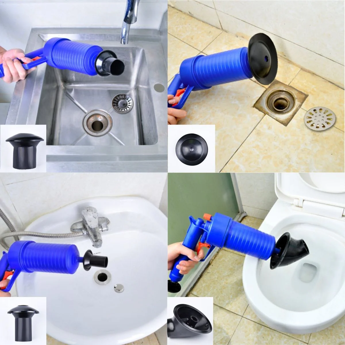 Destapador Despacaños De Inodoro De Alta Presión. Neumático Potente Para Baño, Cocina Y Drenajes Con Cabezales Intercambiables. - Image 2
