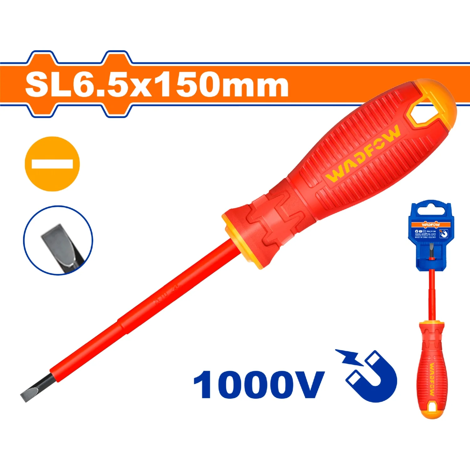 Destornillador Aislado Plano SL6.5 X 150Mm Punta Magnética. 1000V. Mango Cómodo. - Image 2