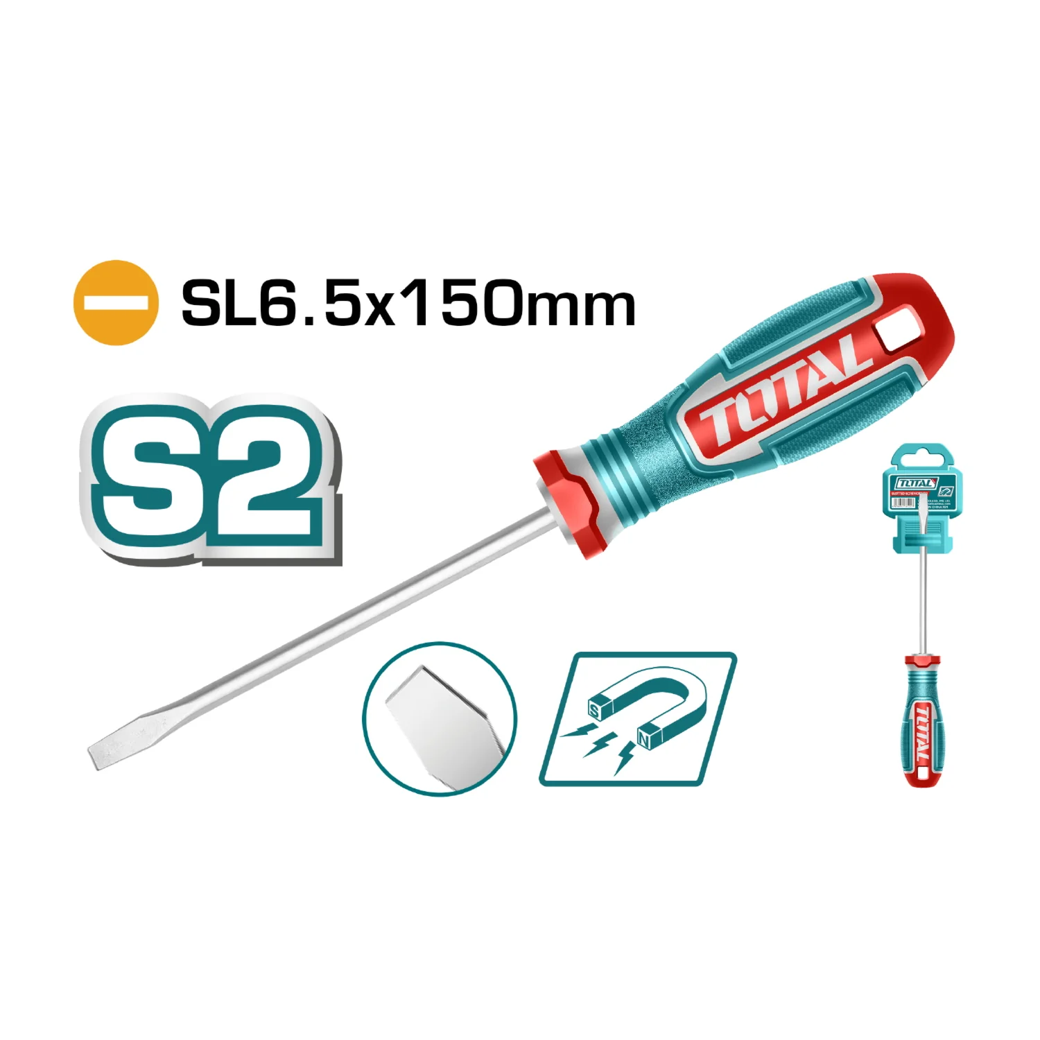 Destornillador Plano SL6.5X150mm  Magnético, Mango Redondo, Iman Fuerte. - Image 2