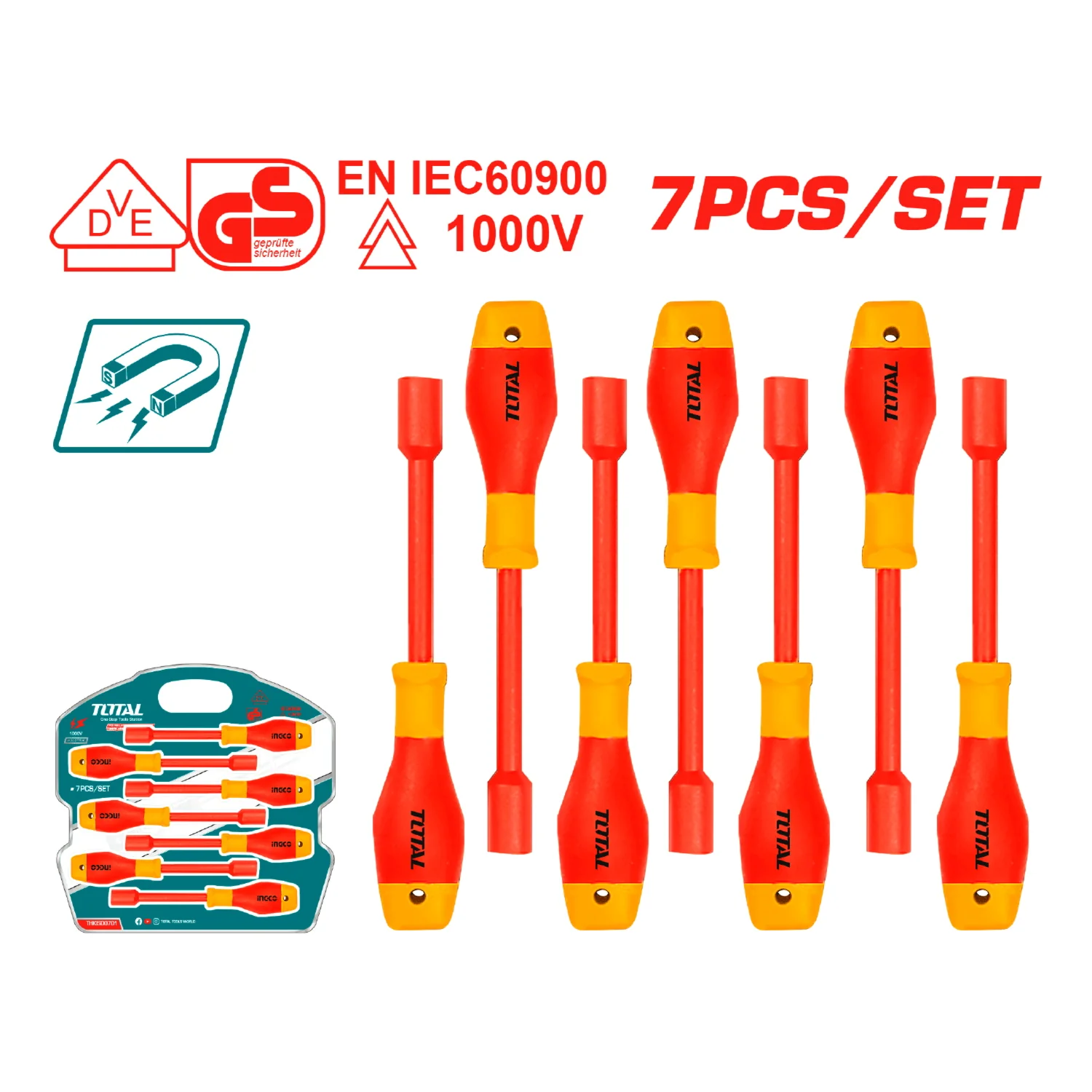 Destornilladores Aislados Punta Plana. Magnético. 50BV30. 1000V. Mango Redondo. Set De 7 Piezas. - Image 2