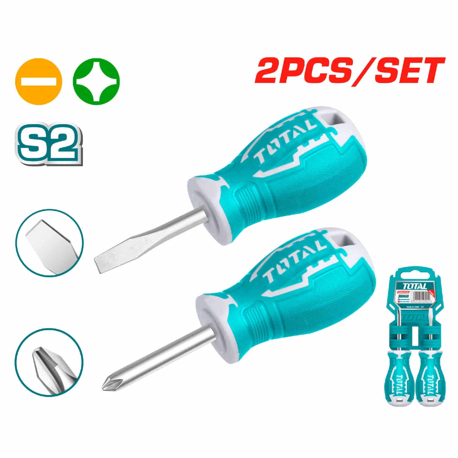 Destornilladores Cortos 2Pcs 38Mm Paleta 6.5Mm Y Estrella Phillips PH2