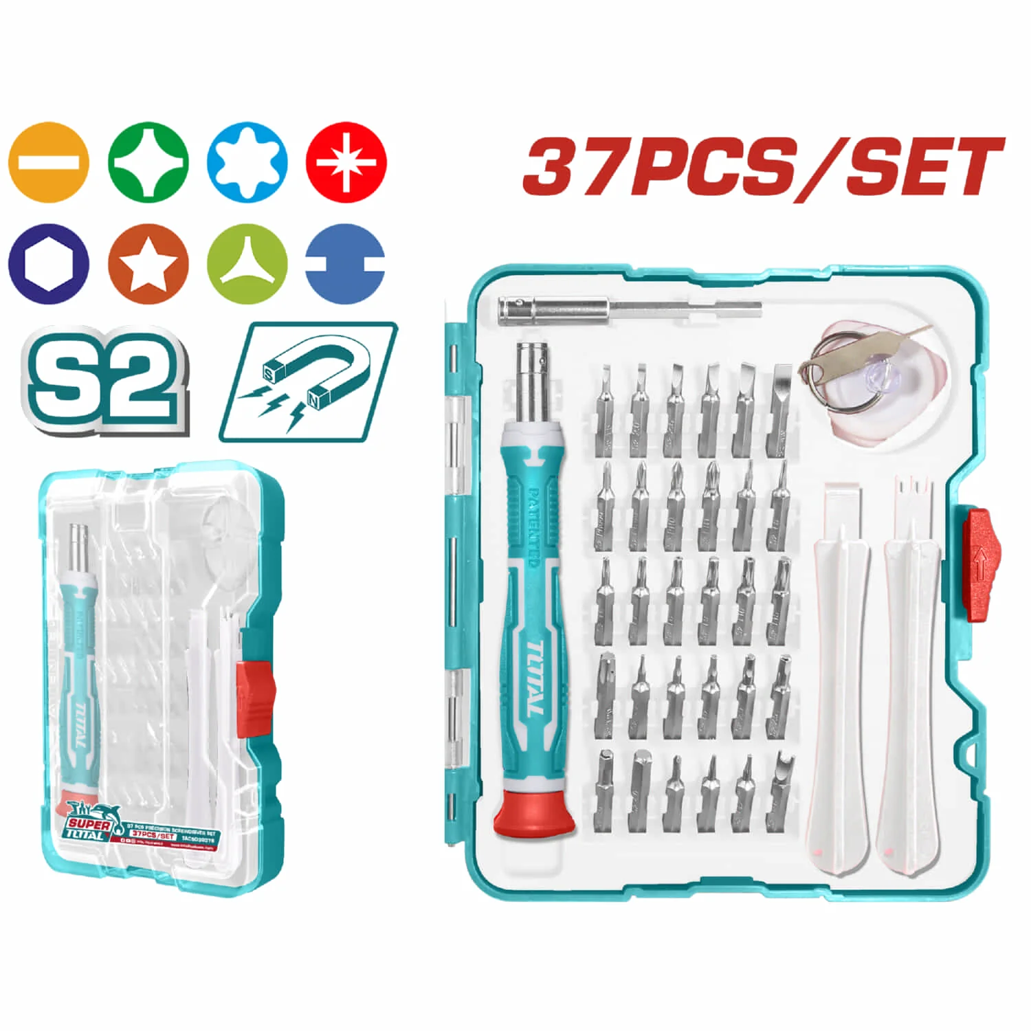 Destornilladores De Precision Variado 37 Pzas. 1 Mango De Plastico. 1 Soporte Para Broca Con Accesorios. Ideal Para Reparaciones De Móviles Y Electrónica.