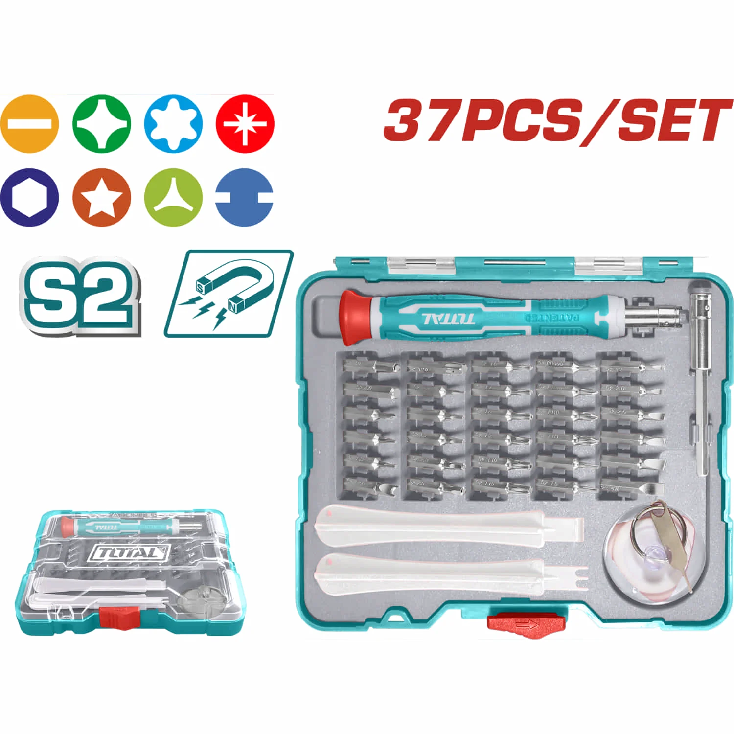 Destornilladores De Precision Variado 37 Pzas. 1 Mango De Plastico. 1 Soporte Para Broca Con Accesorios. Ideal Para Reparaciones De Móviles Y Electrónica. - Image 2
