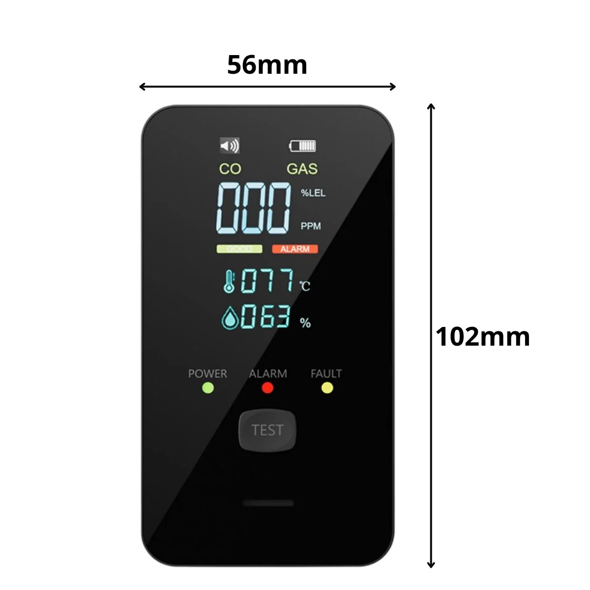 Detector Alarma 4 En 1 De Gas, Monóxido De Carbono Co2, Temperatura Y Humedad Con Pantalla LCD 110V Plug And Play. Material ABS Ignífugo - Image 4