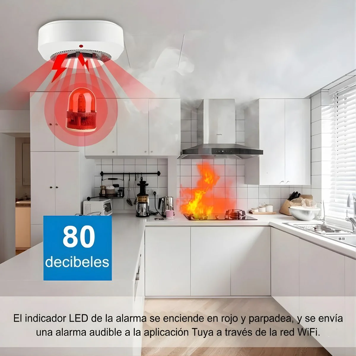 Detector De Humo APP Smart Wifi 80Db  Compatible Con App Tuya No Incluye Baterías. Alarma Contra Incendios - Image 4