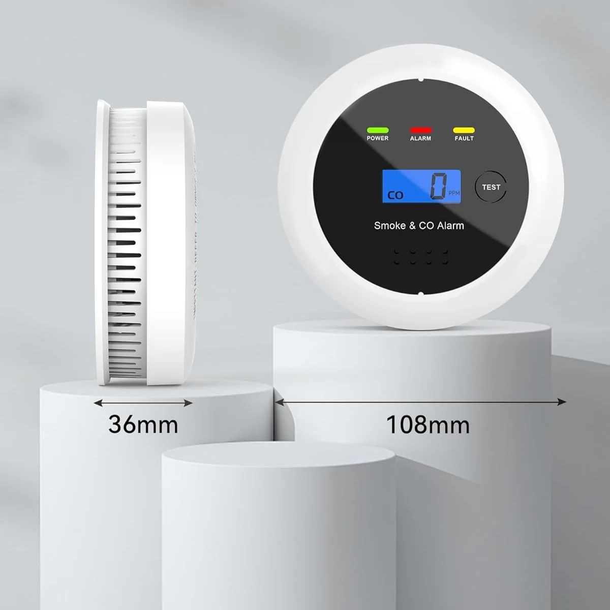 Detector De Humo Y Monóxido De Carbono (CO2) 2 En 1 Con Pantalla Digital Y Alarma De 85Db. Utiliza 3 Baterias AA (No Incluidas) - Image 5