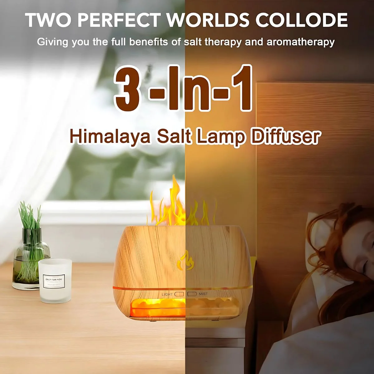 Difusor Aromas De Aceites Esenciales Con Lámpara De Sal Himalaya.  Humidificador Aromático. - Image 3