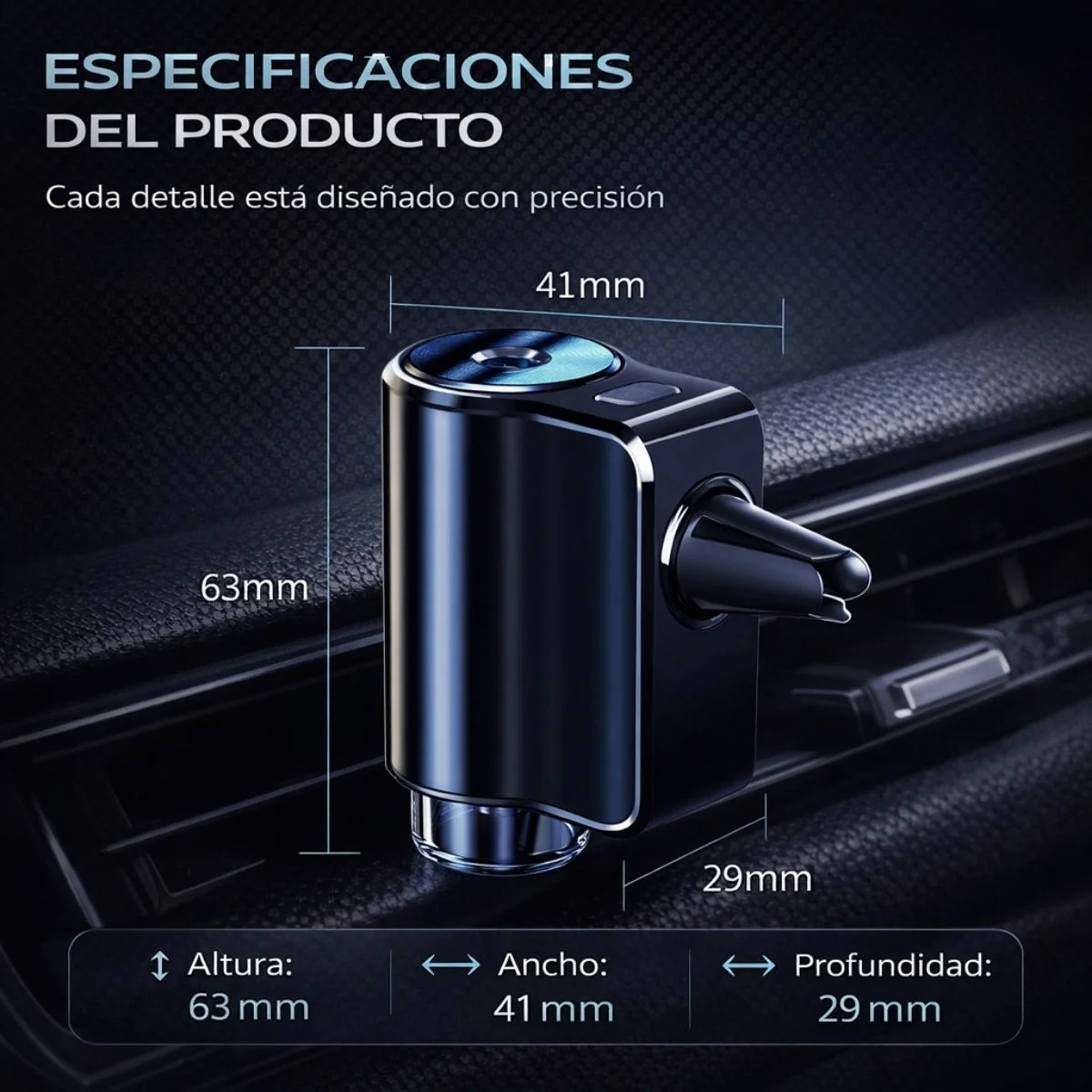 Difusor Aromatizador Para Auto Con Spray Inteligente. Ambientador De Aire Recargable USB-C, Cuerpo Metálico, 3 Niveles De Fragancia. (Incluye 3 Aceites Esenciales Chanel) - Image 6