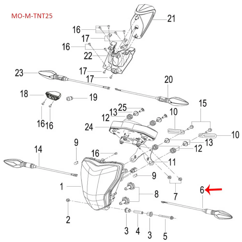 Direccional Delantera Izquierda (TNT150 / TNT25 / 302S / TNT600) - Image 2