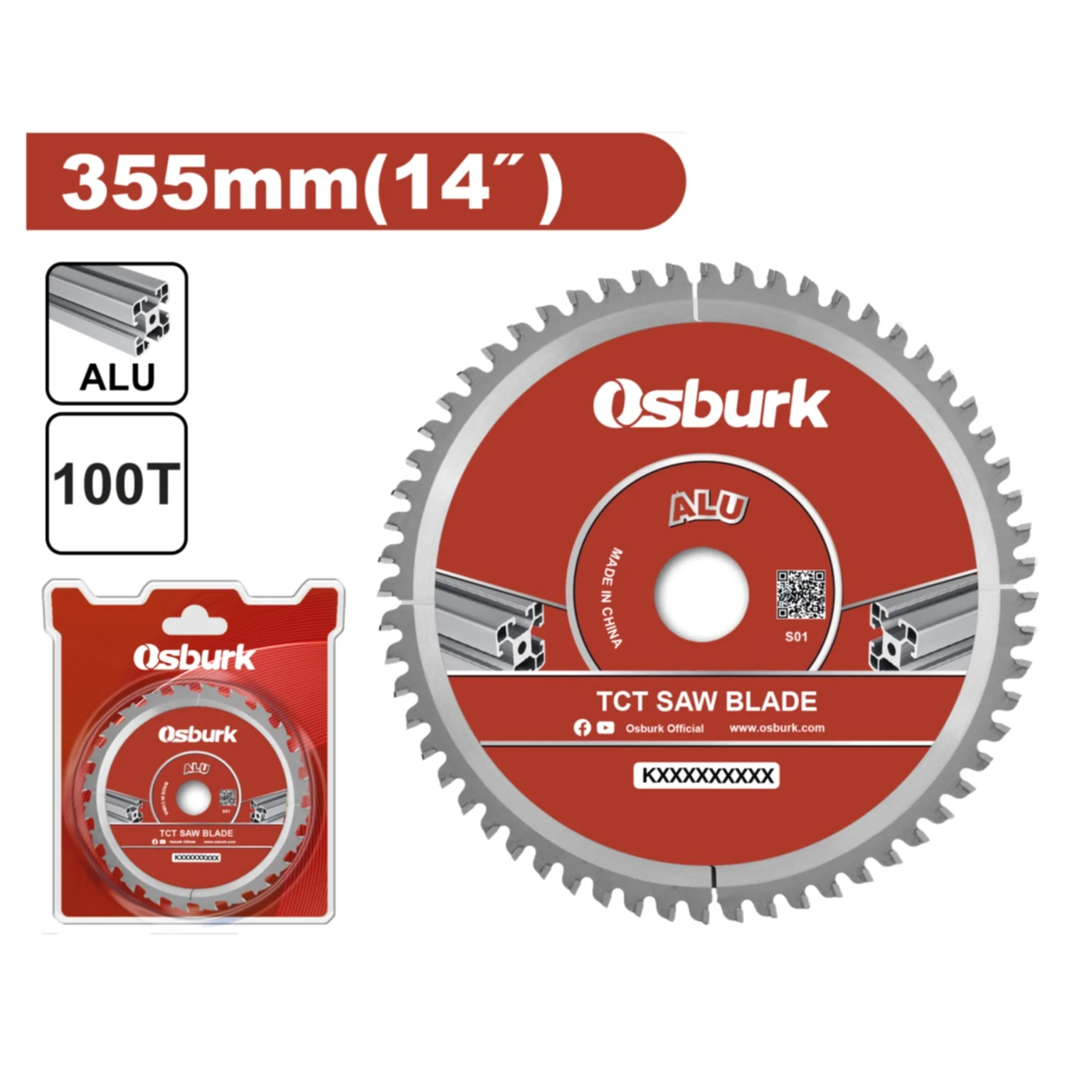 Disco Corte Para Aluminio 14” 100T Agujero 30Mm Anillo 25.4Mm Sierra Circular TCT Ultradelgada