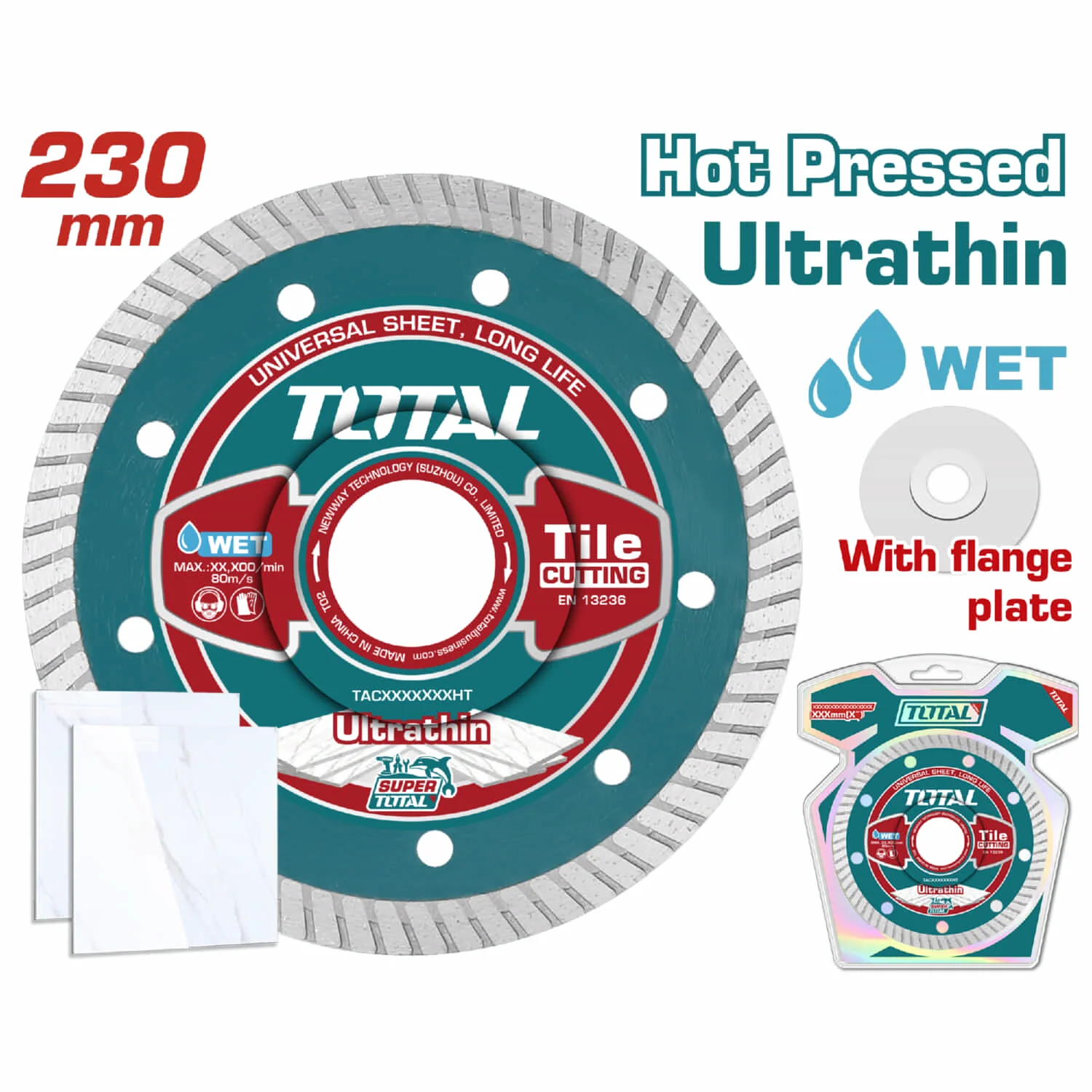Disco De Corte De Diamante Ultrafino 230 (9") X 22.2Mm Para Baldozas.