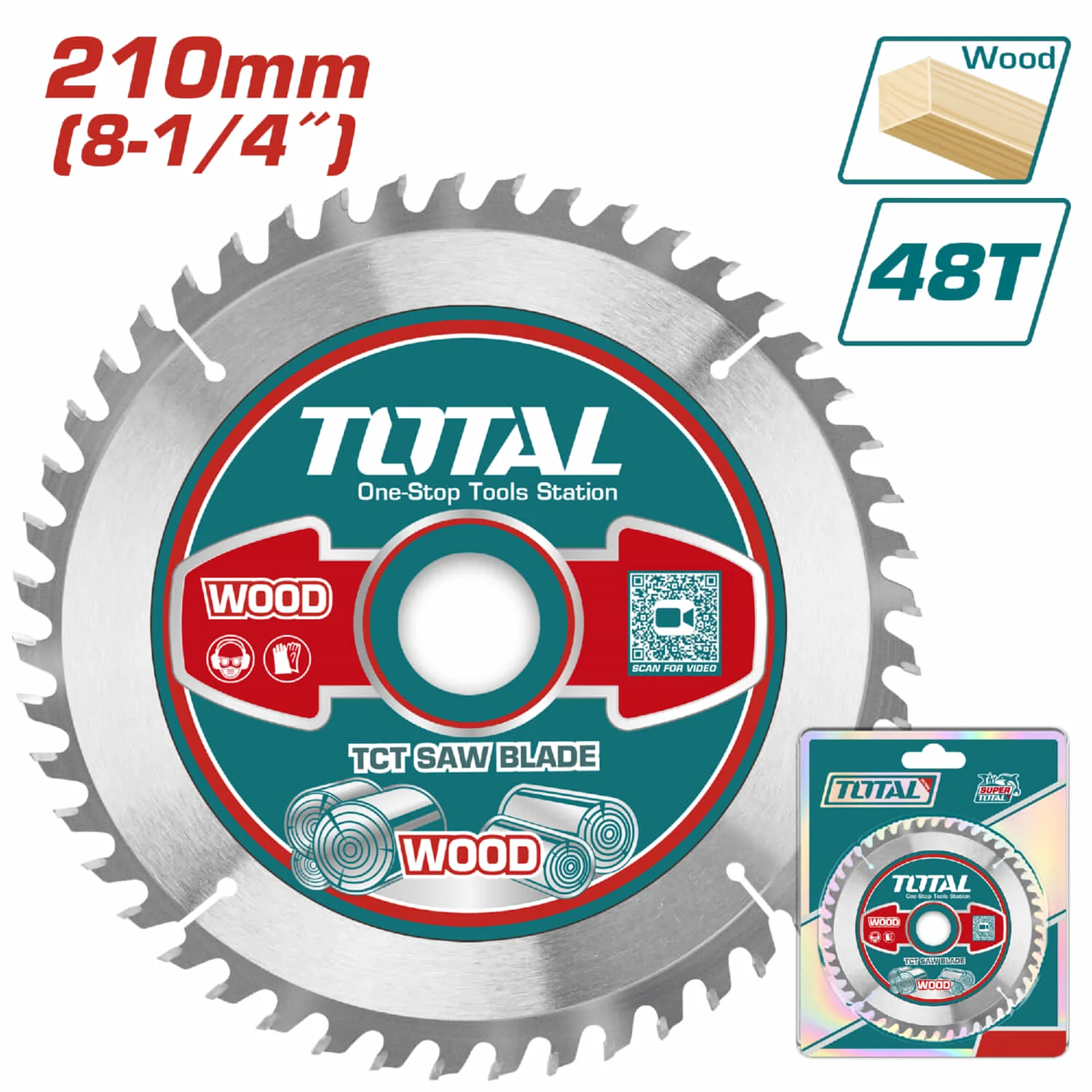 Disco De Corte Para Madera De 210Mm (8-1/4") 48T  Para Sierra Ingleteadora Compatible Con TS42142107 TMS2001 TS42142101