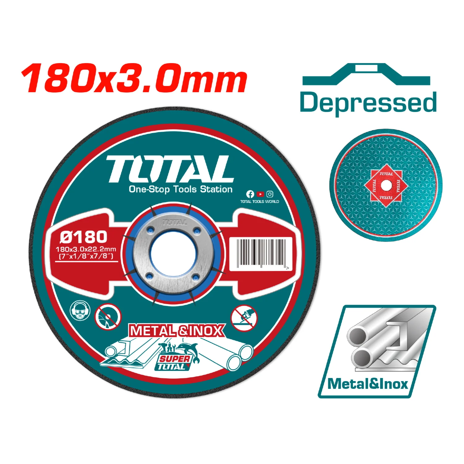 Disco De Corte Para Metal Concavo 180 Mm ( 7" )X 3.0Mm ( 1/8" )X 22.2Mm ( 7/8" ) - Image 2