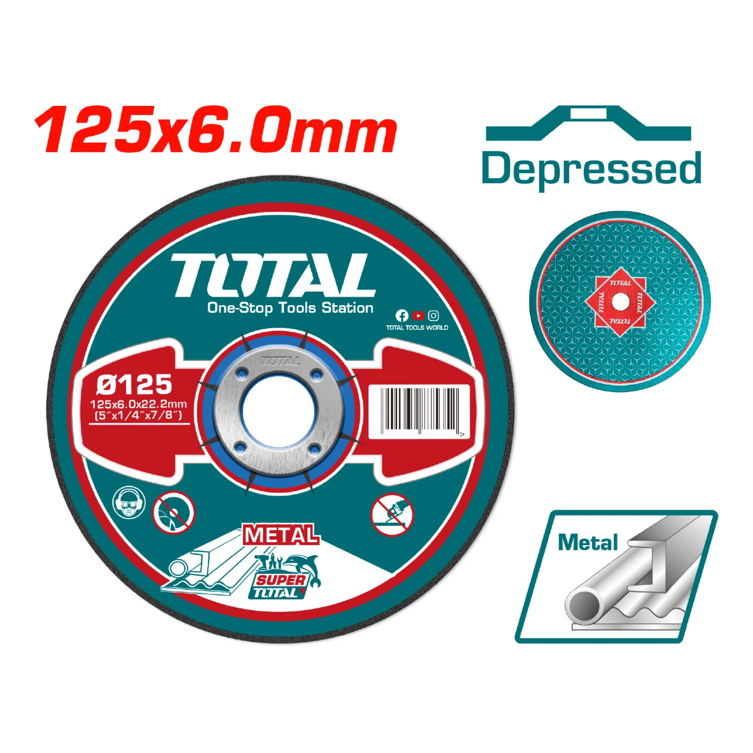 Disco De Desbaste Para Metal Abrasivo. 125 Mm (5 ") X 6.0Mm (1/4") X 22.2Mm (7/8 "). Centro Concavo - Image 2