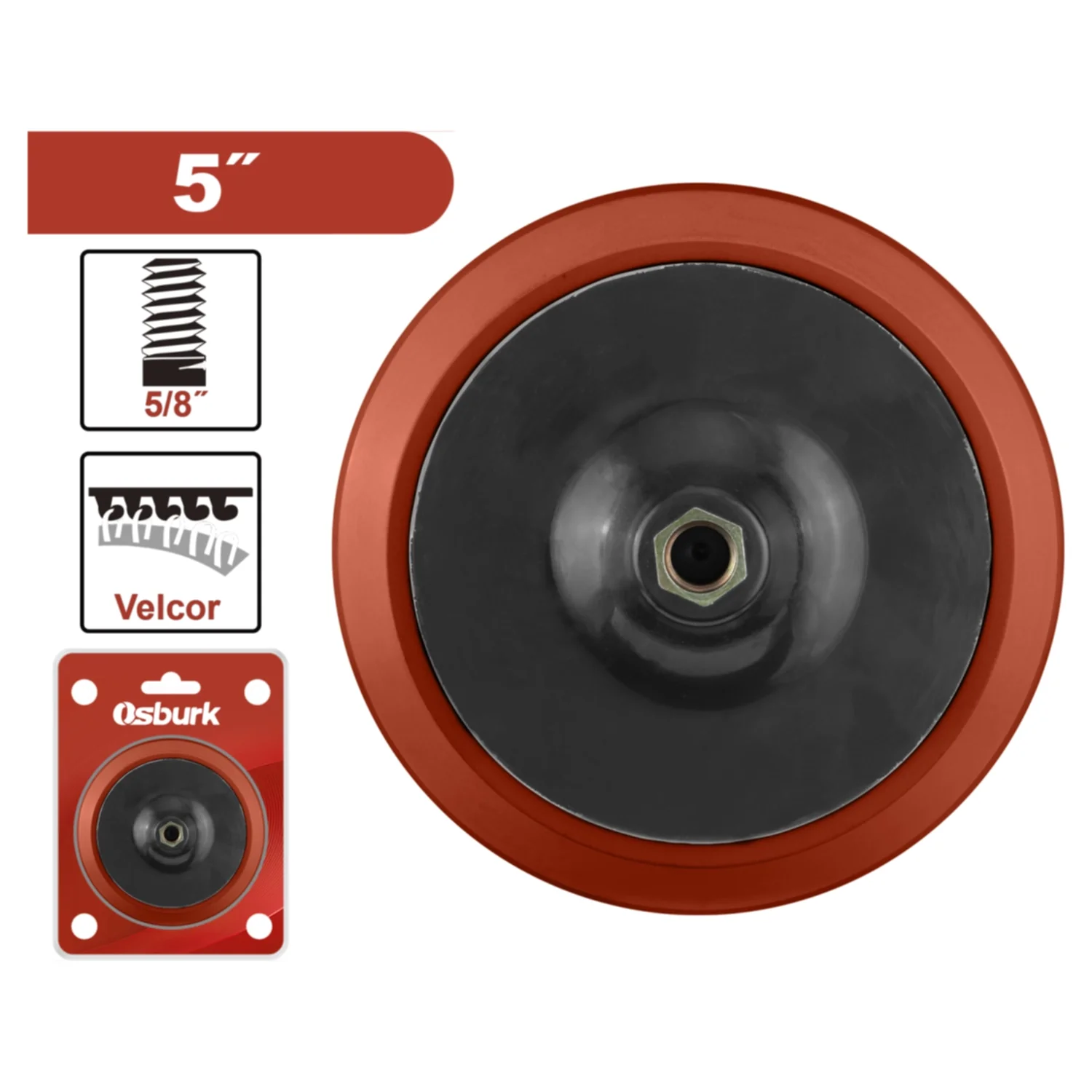 Disco De Goma Con Velcro Para Pulidora 5" Rosca 5/8"-11 UNC