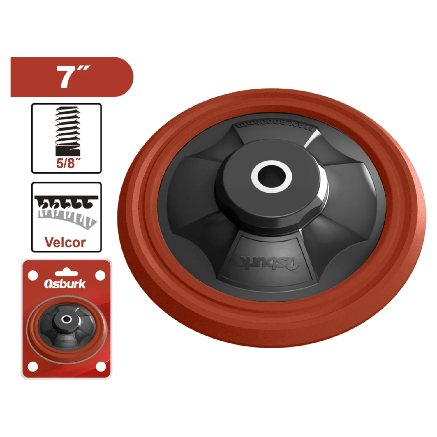 Disco De Goma Con Velcro Para Pulidora 7" Rosca 5/8"-11 UNC