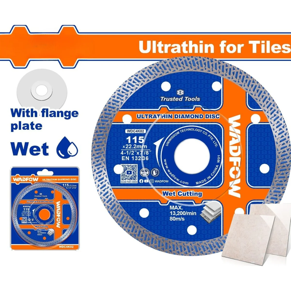 Discos De Diamante Ultradelgado Para Azulejos. Húmedo. Con Placa De Brida. Ancho De La Hoja:10Mm
