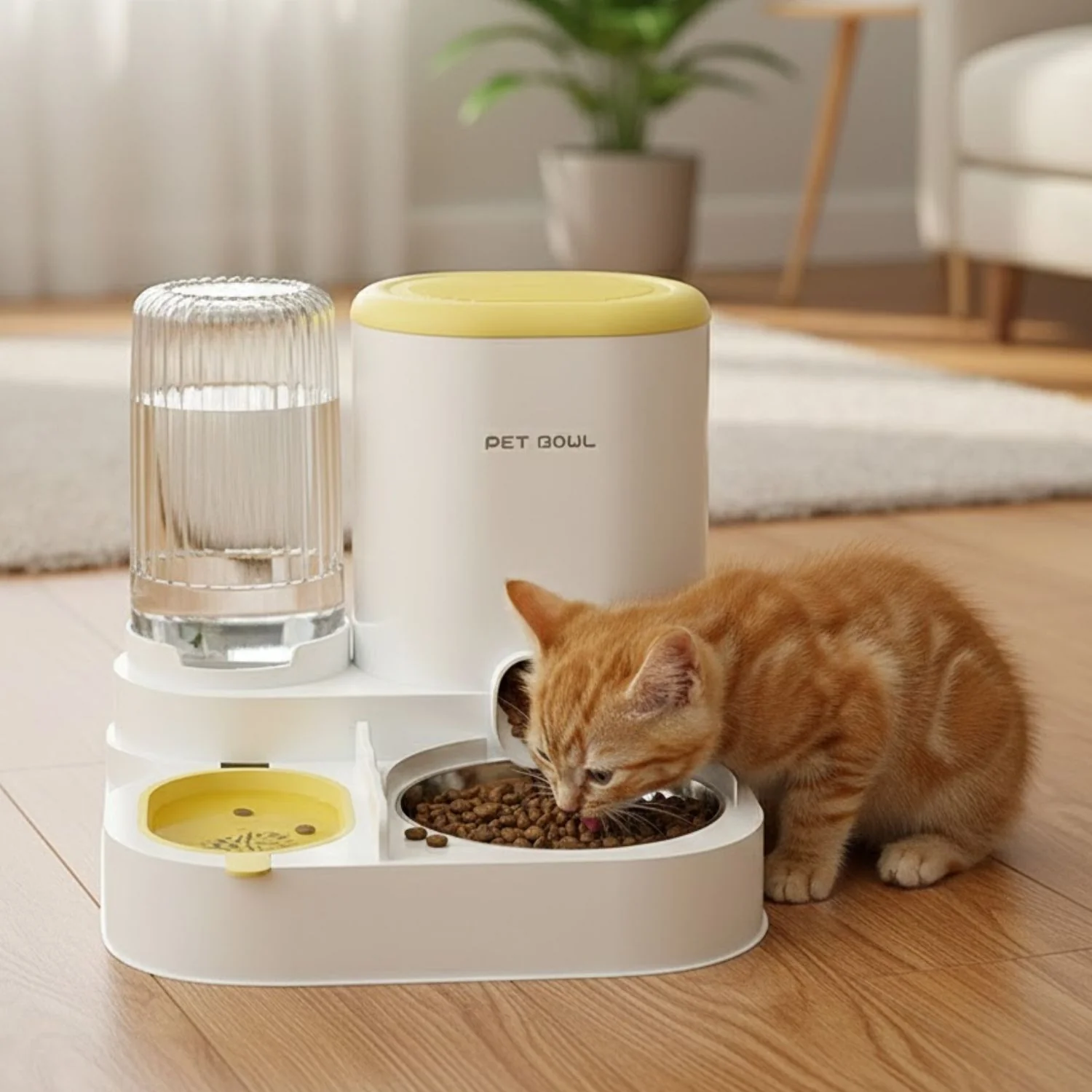 Dispensador De Comida Automático Para Mascotas. Bebedero Integrado 1.8L.  Alimentador Por Gravedad. Tazón De Acero Inoxidable.