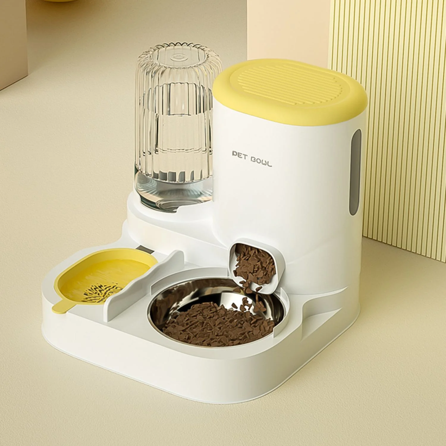 Dispensador De Comida Automático Para Mascotas. Bebedero Integrado 1.8L.  Alimentador Por Gravedad. Tazón De Acero Inoxidable. - Image 3