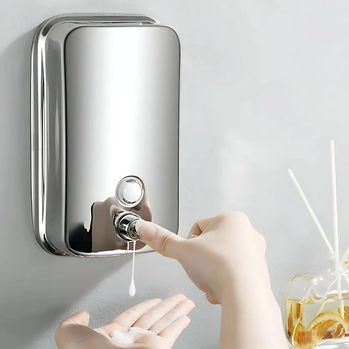 Dispensador De Jabón Líquido Pared 1000Ml Acero Inoxidable - Image 3