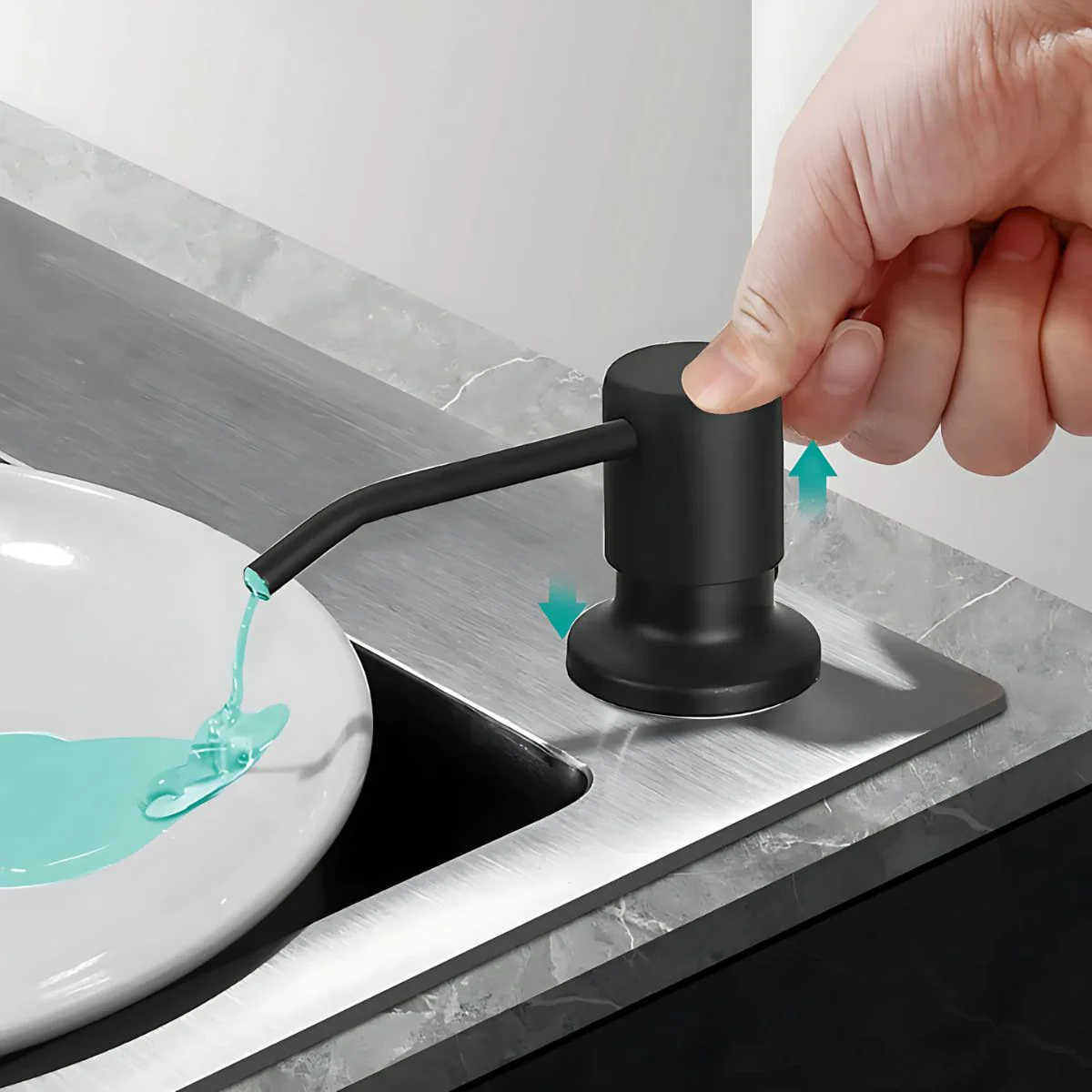 Dispensador De Jabón Para Fregadero Con Manguera Larga De 1 Metro. Conexión Directa A Botella De Detergente. Dosificador. Jabonera Color Negro - Image 3