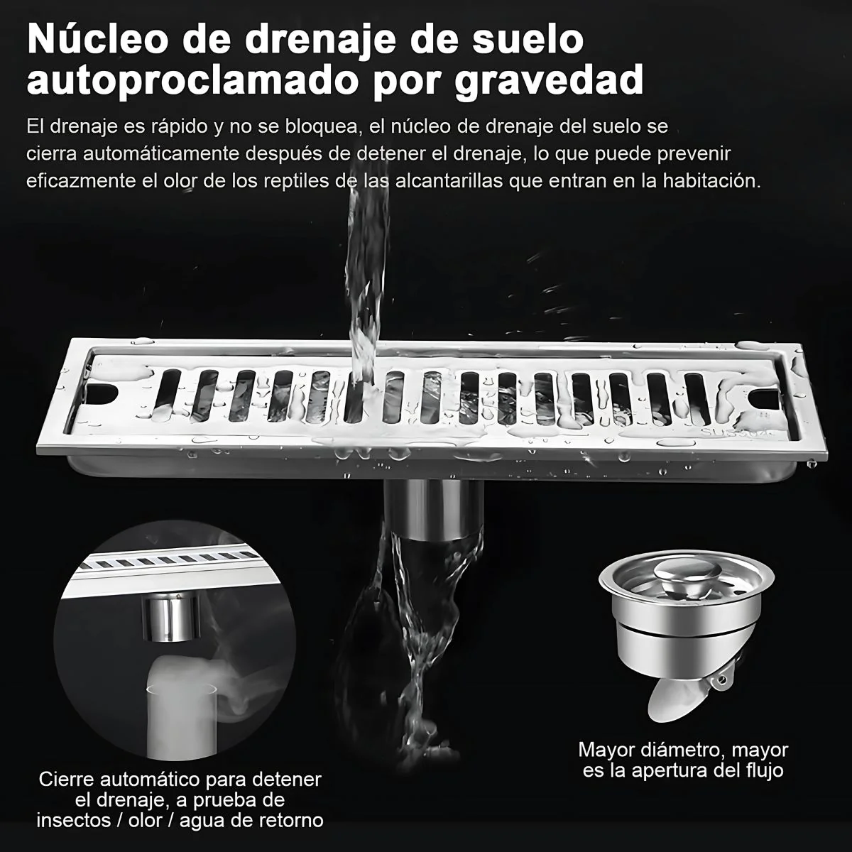 Drenaje Lineal De Piso 80Cm. Rejilla Rectangular. Desagüe Para Baño. Acero Inoxidable. - Image 3