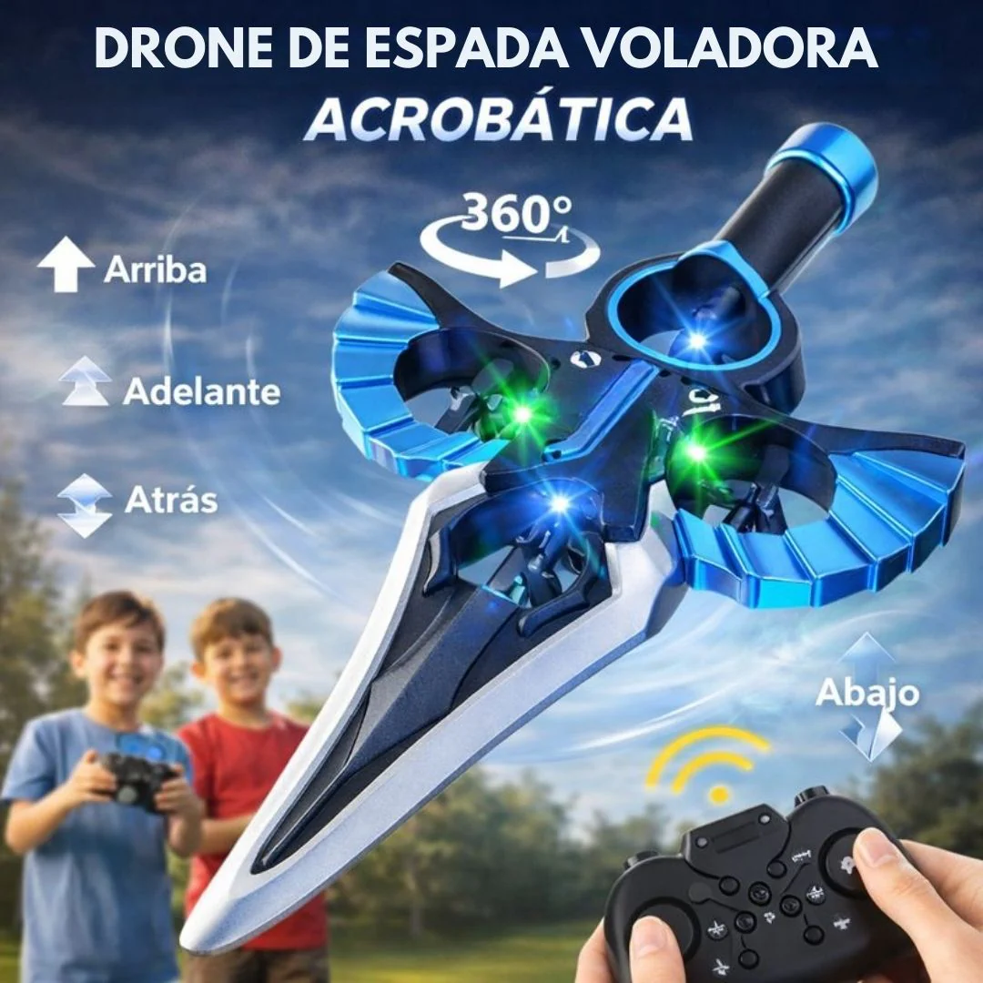 Dron Acrobático A Control Remoto. Juguete Espada Voladora (18×37.5×4Cm). Color Azul.