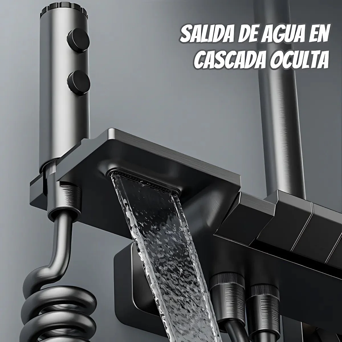 Ducha De Baño Moderna. Sistema De Regadera Con Rociador Tipo Lluvia Y Ducha De Mano Multifunción. Gris Metalizado - Image 3