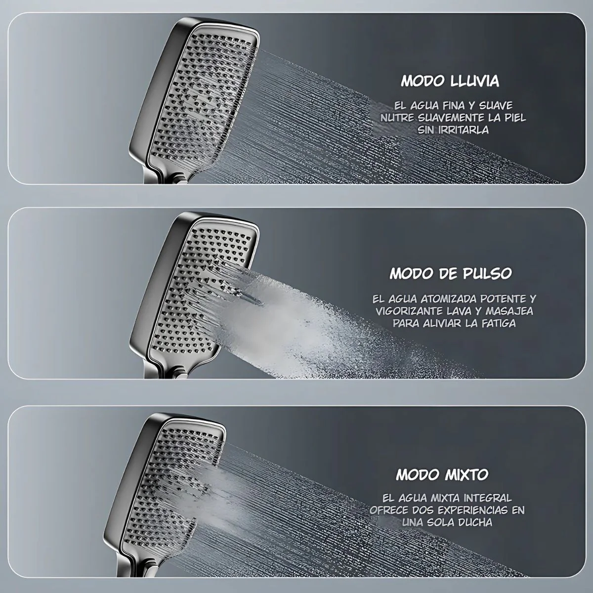 Ducha De Baño Moderna. Sistema De Regadera Con Rociador Tipo Lluvia Y Ducha De Mano Multifunción. Gris Metalizado - Image 4