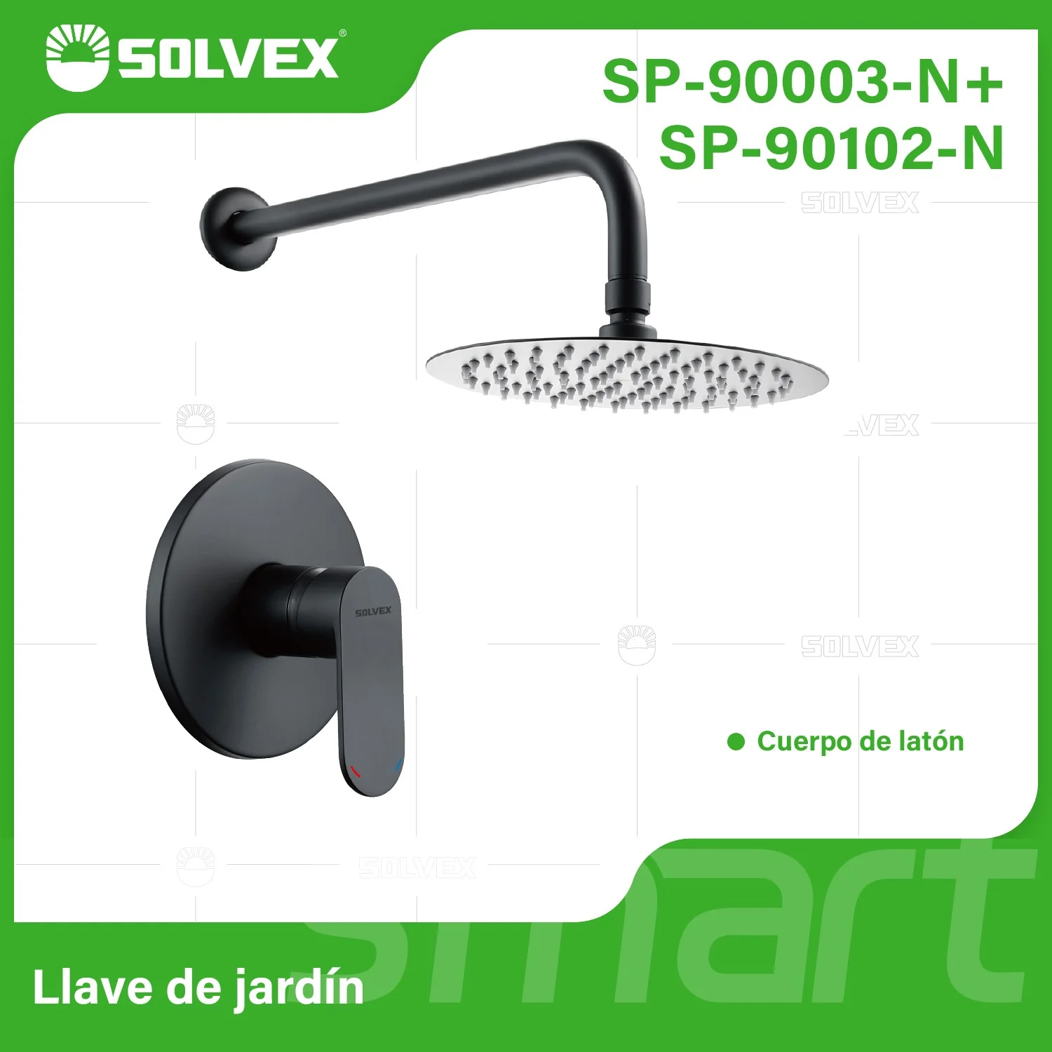 Ducha Para Empotrar. Juego De Mezcladora Monomando Con Regadera Redonda De 8”. Brazo A Pared De 40 Cm. Color Negro.