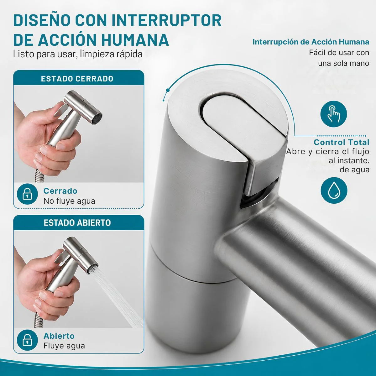 Ducha Sanitaria Acero Inoxidable 304 De Mano Tipo Telefono Altisima Calidad Set 4 Piezas Con Accesorios Bidet - Image 3