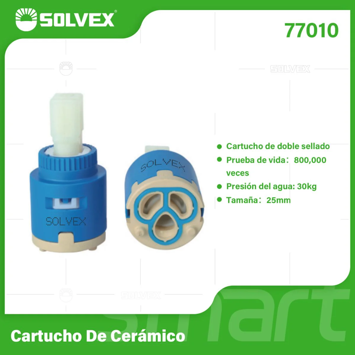 Émbolo De Cerámica 25 Mm. Cartucho De Repuesto Para Grifos Y Llaves De Agua. Presión Máx 30 Kg.