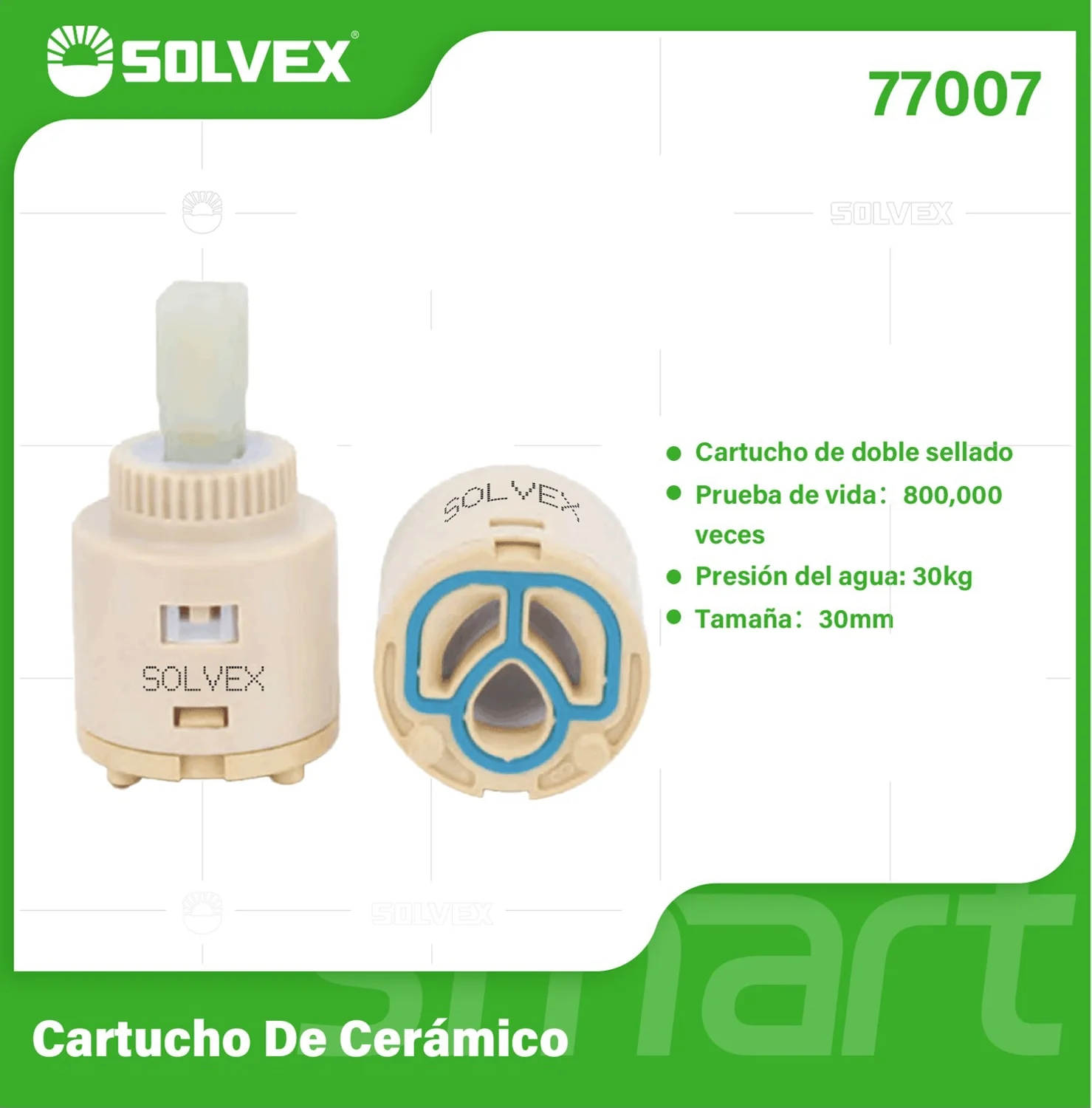 Émbolo De Cerámica 30 Mm. Cartucho De Repuesto Para Grifos Y Llaves De Agua. Presión Máx 30 Kg.