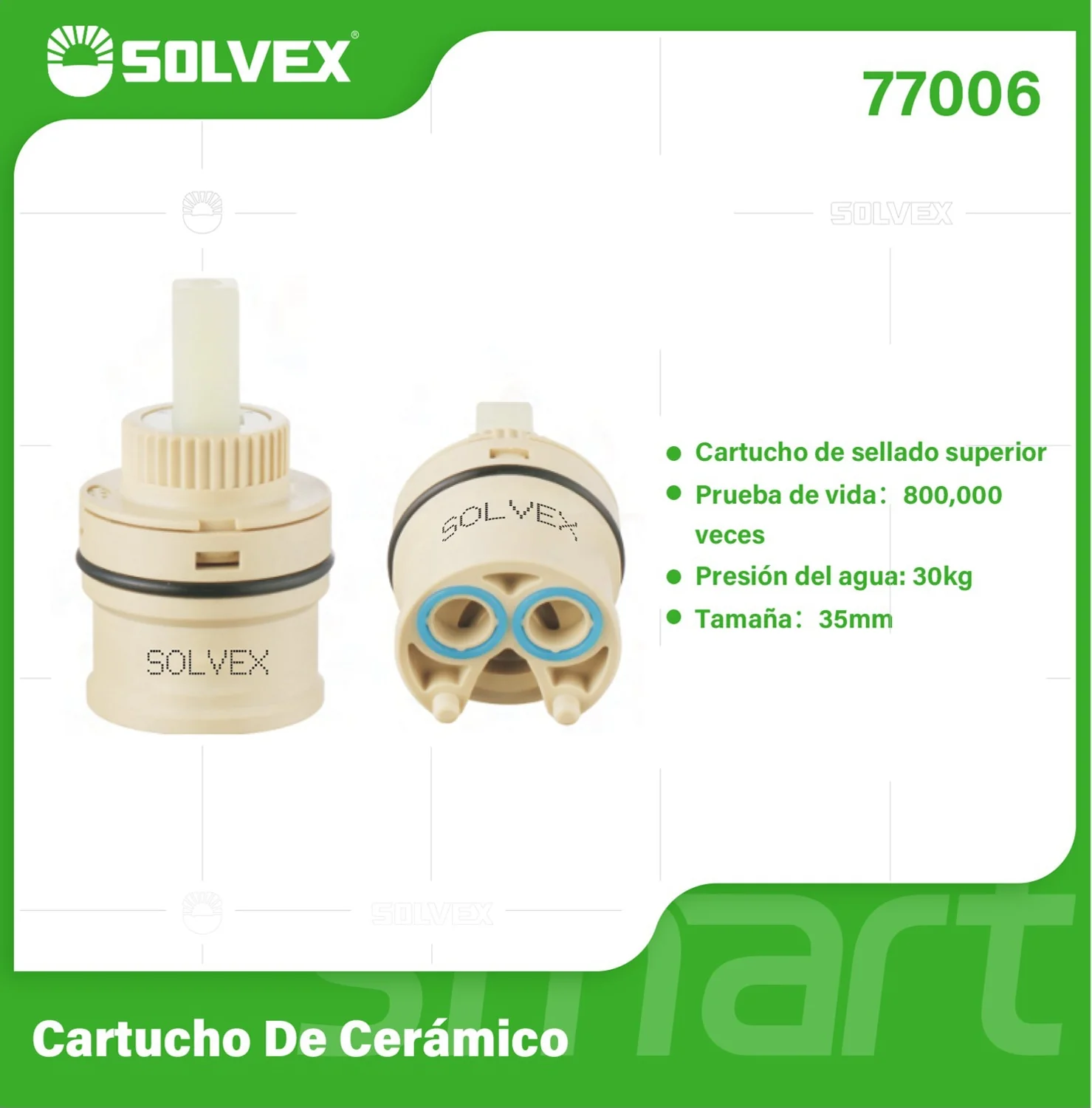 Émbolo De Cerámica 35 Mm. Cartucho De Repuesto Para Grifos Y Llaves De Agua. Presión Máx 30 Kg.