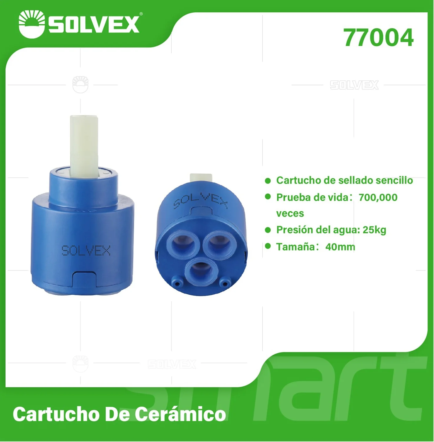 Émbolo De Cerámica 40 Mm. Cartucho De Repuesto Para Grifos Y Llaves De Agua. Presión Máx 25 Kg.