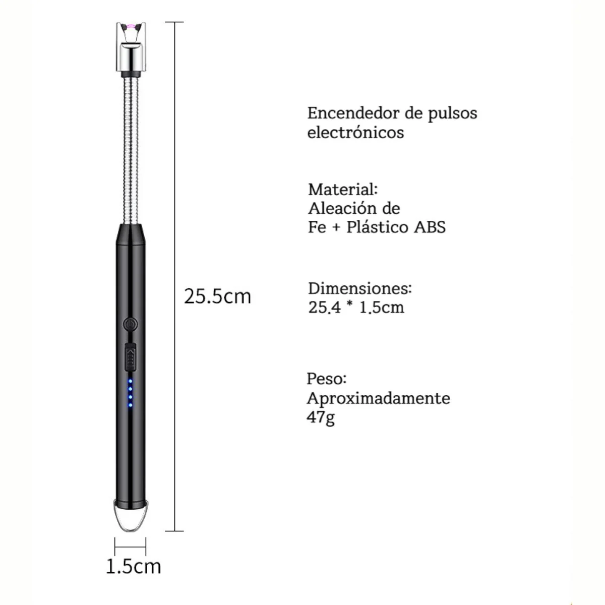 Encendedor Eléctrico Recargable USB-C Con Cuello Flexible. Lighter Ilimitado Para Estufa, Barbacoa, Fogata, Velas. Color Negro. - Image 2