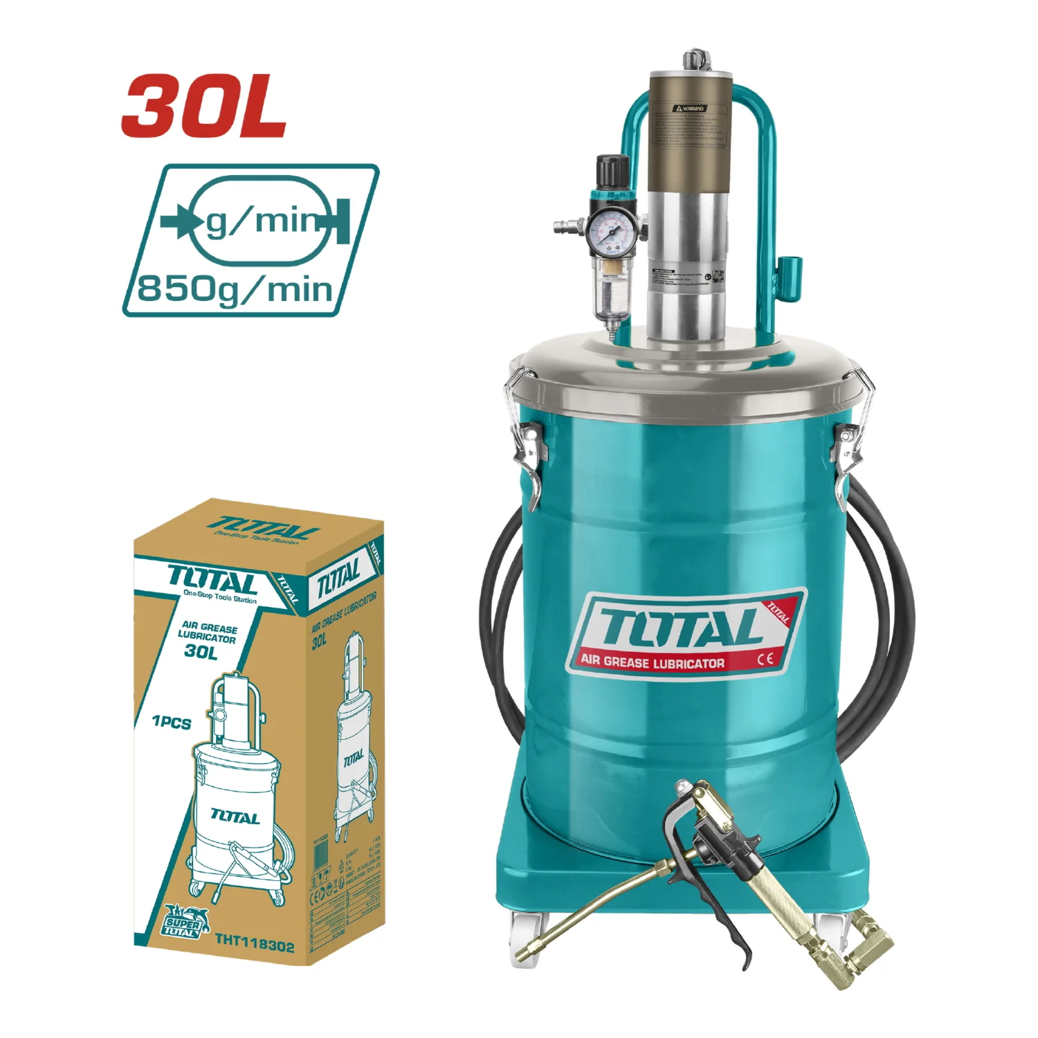 Engrasador Lubricador De Grasa Neumatico De 30L. Presion 50:1 6-8 Bar. - Image 2