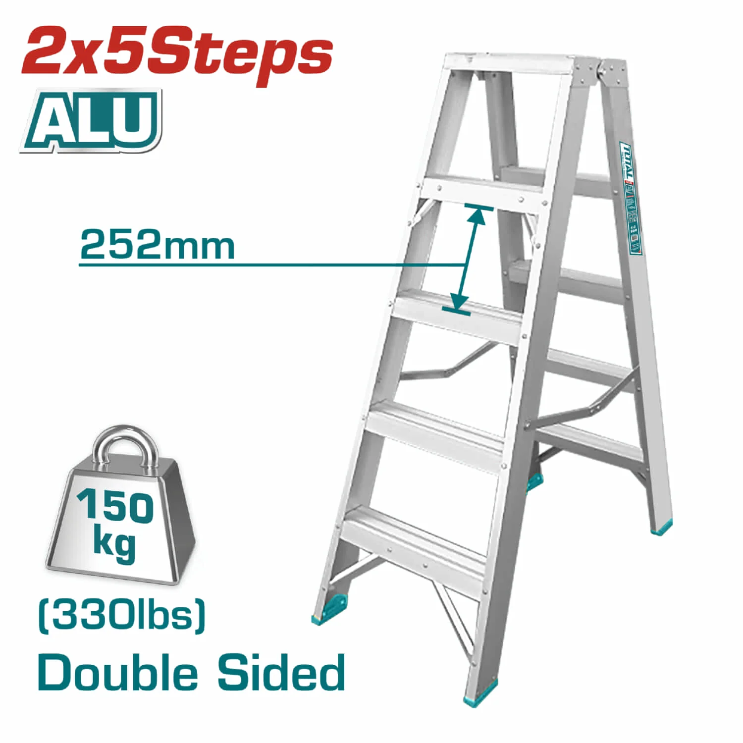 Escalera De Tijera Aluminio 5Pasos 1.3Mts