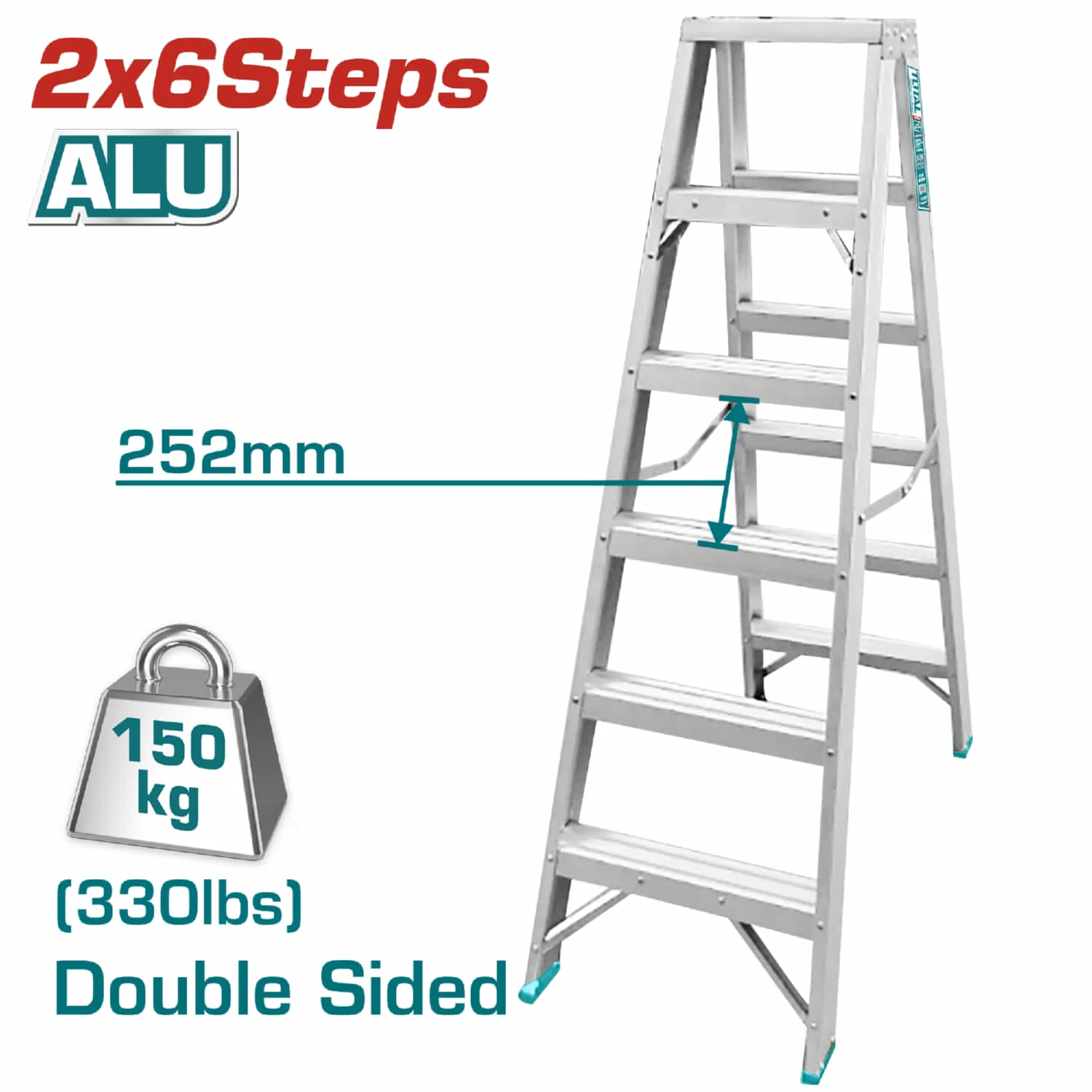 Escalera De Tijera Aluminio 6 Pasos 1,5Mts