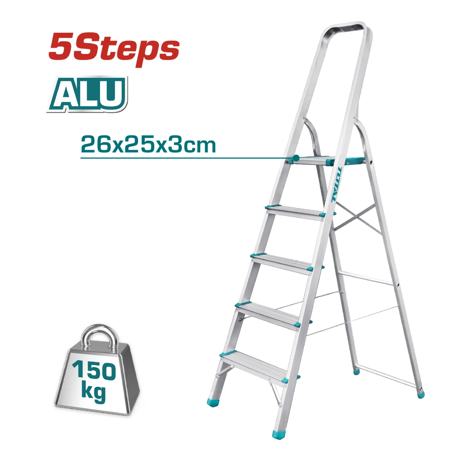 Escalera De Tijera Total 4 Pies Altura 5 Peldaños. Resistencia 150 Kg ( 330 Lbs) Alta Calidad - Image 2