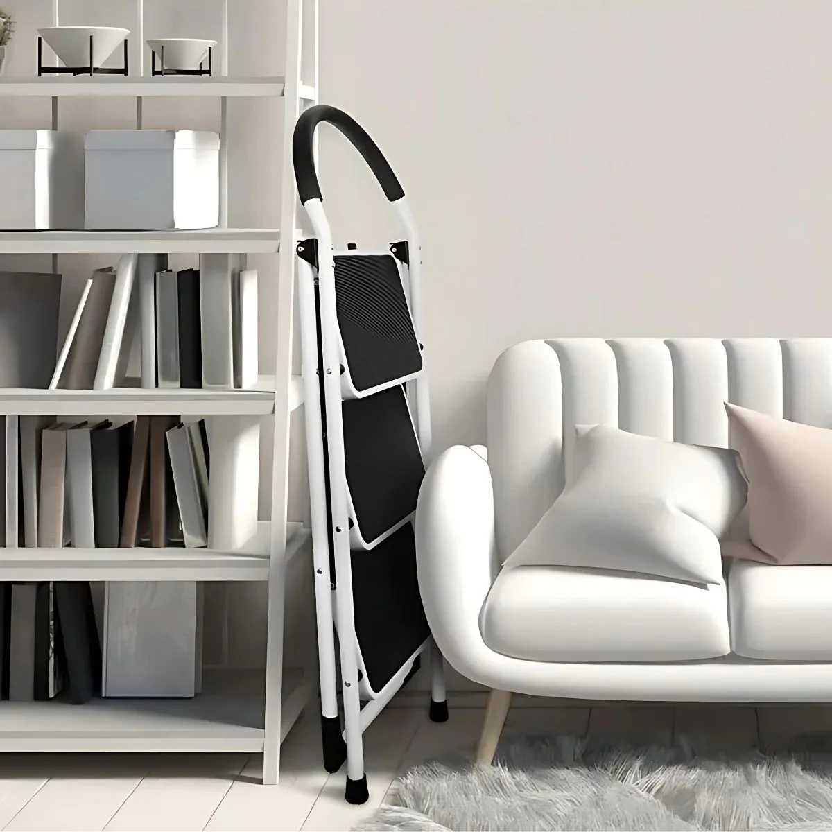 Escalera Plegable De 3 Peldaños Con Pasamanos. - Image 3
