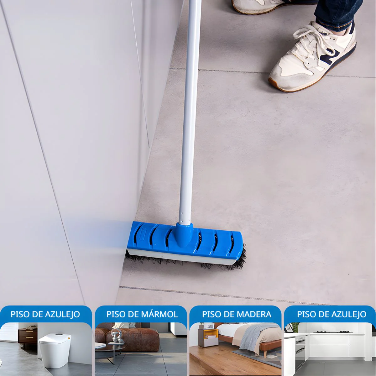 Escoba Para Piso De Mango Largo Metálico (120 Cm). Cepillo Para Limpieza De Suelos. - Image 2