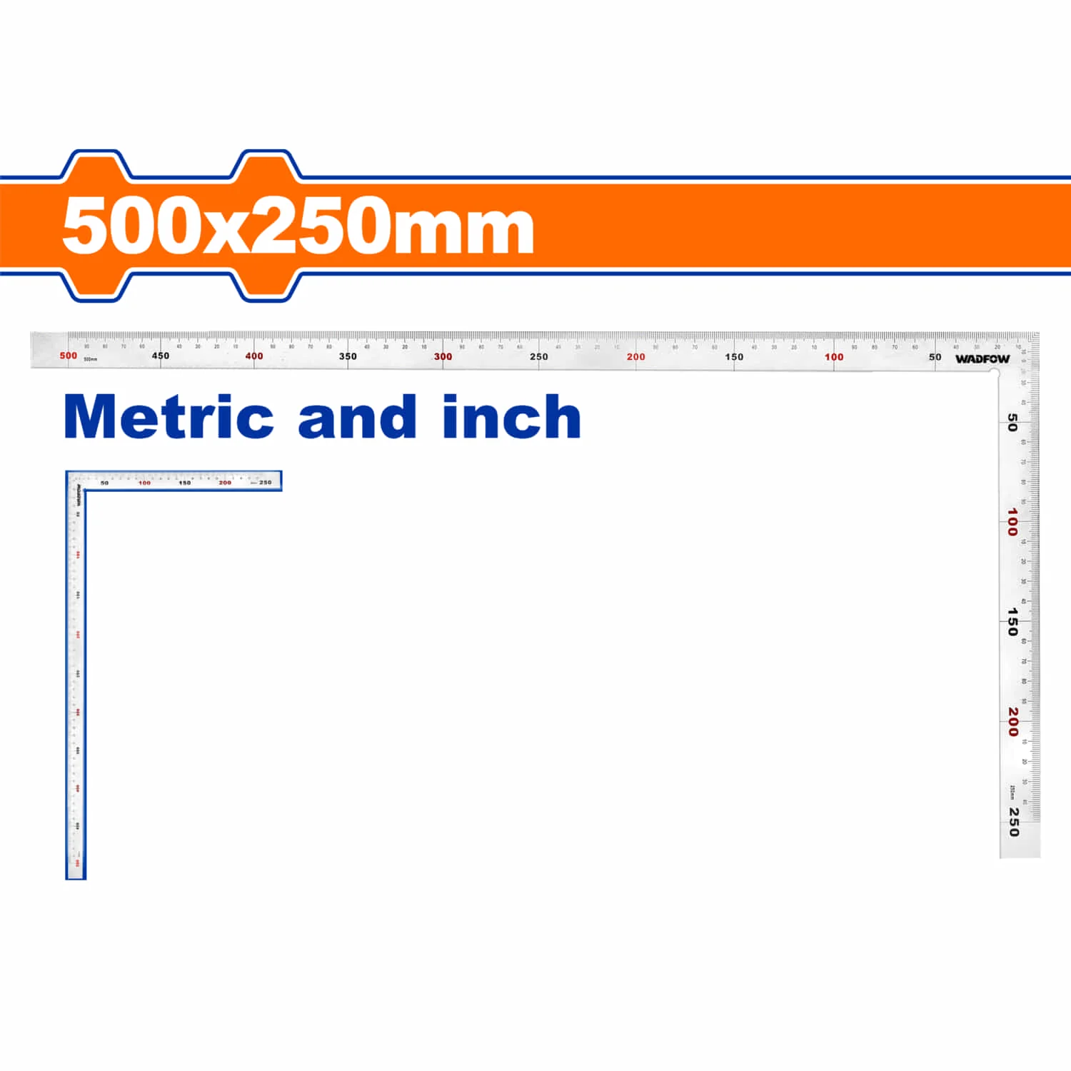 Escuadra Angular De Acero Inoxidable De 500X250mm(20"X10"). Mide Metros Y Pulgadas.