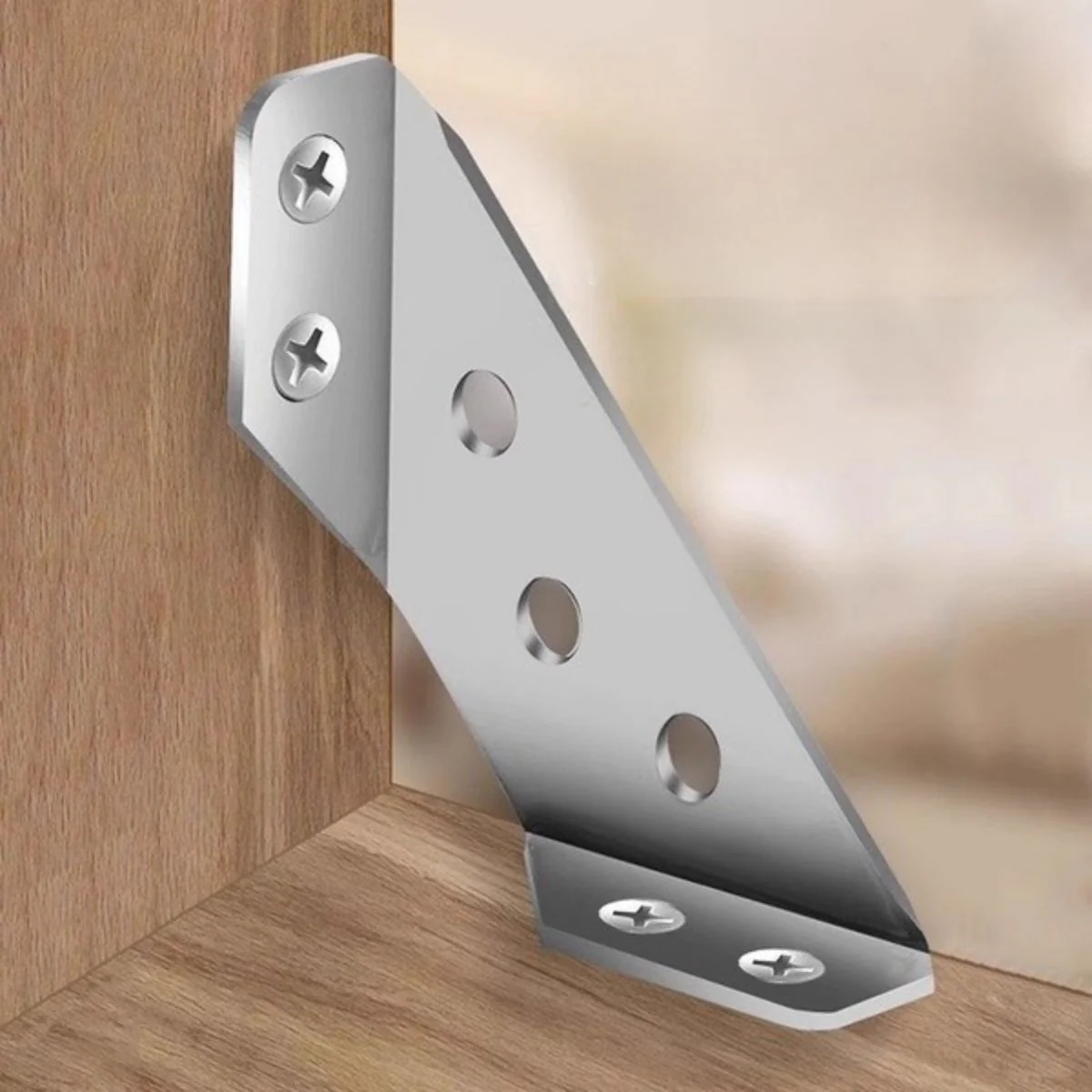 Escuadra De Refuerzo 90º En Acero Inoxidable Para Muebles Y Estanterías. 2.5" (6.5Cm). Color Plateado. Angulo Escuadra De Esquina. Espesor 2.0 Mm