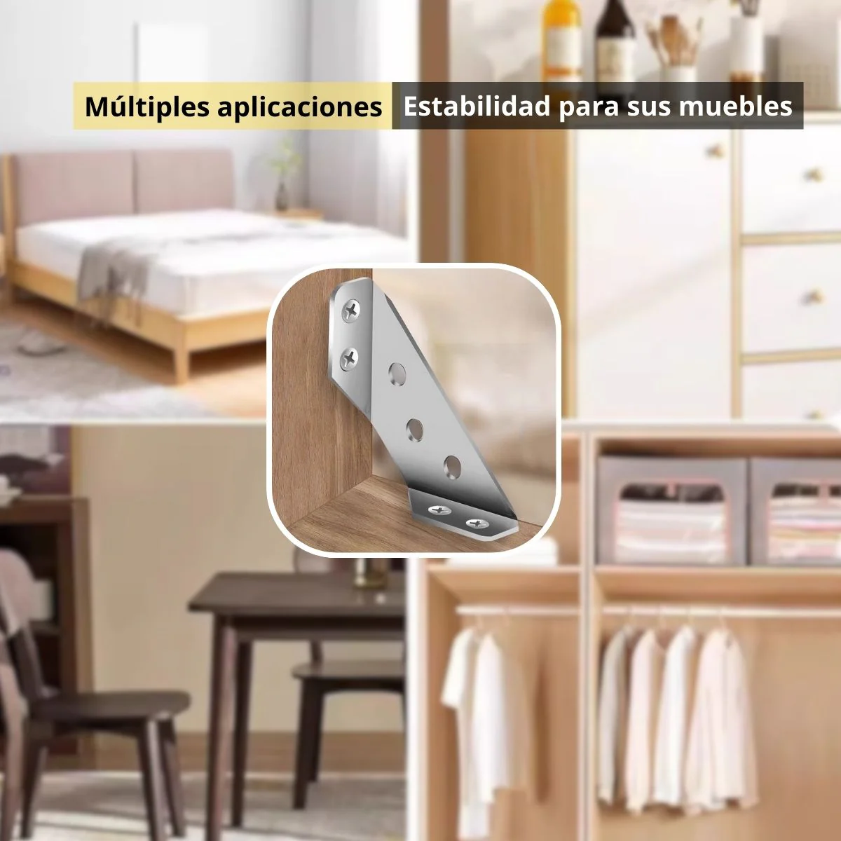 Escuadra De Refuerzo 90º En Acero Inoxidable Para Muebles Y Estanterías. 2.5" (6.5Cm). Color Plateado. Angulo Escuadra De Esquina. Espesor 2.0 Mm - Image 3