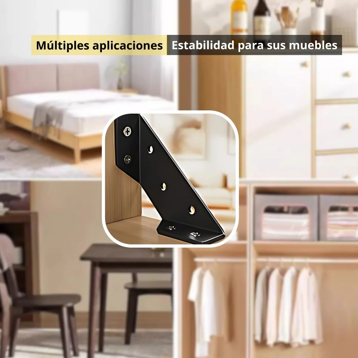Escuadra De Refuerzo 90º En Acero Inoxidable Para Muebles Y Estanterías. 2.6" (6.7Cm). Color Negro. Angulo Escuadra De Esquina Espesor 2.0 Mm - Image 3