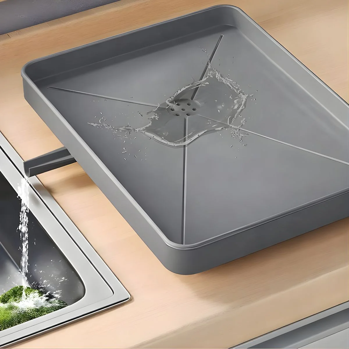 Escurridor De Platos Con Bandeja De Drenaje Y Porta Cubiertos De Acero Inoxidable 40.5X13x30.5 (Color Gris). - Image 2