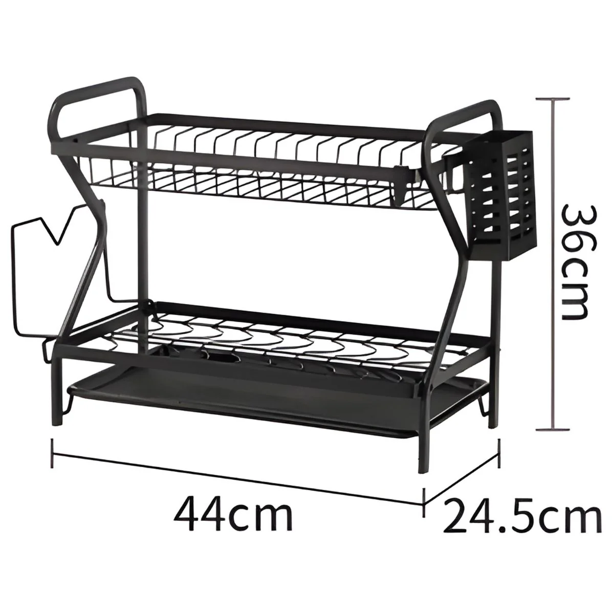 Escurridor De Platos De 2 Niveles De Hierro Forjado De 17.3X9.6X14.1” (44X 24.5X 36Cm). Color Negro - Image 3