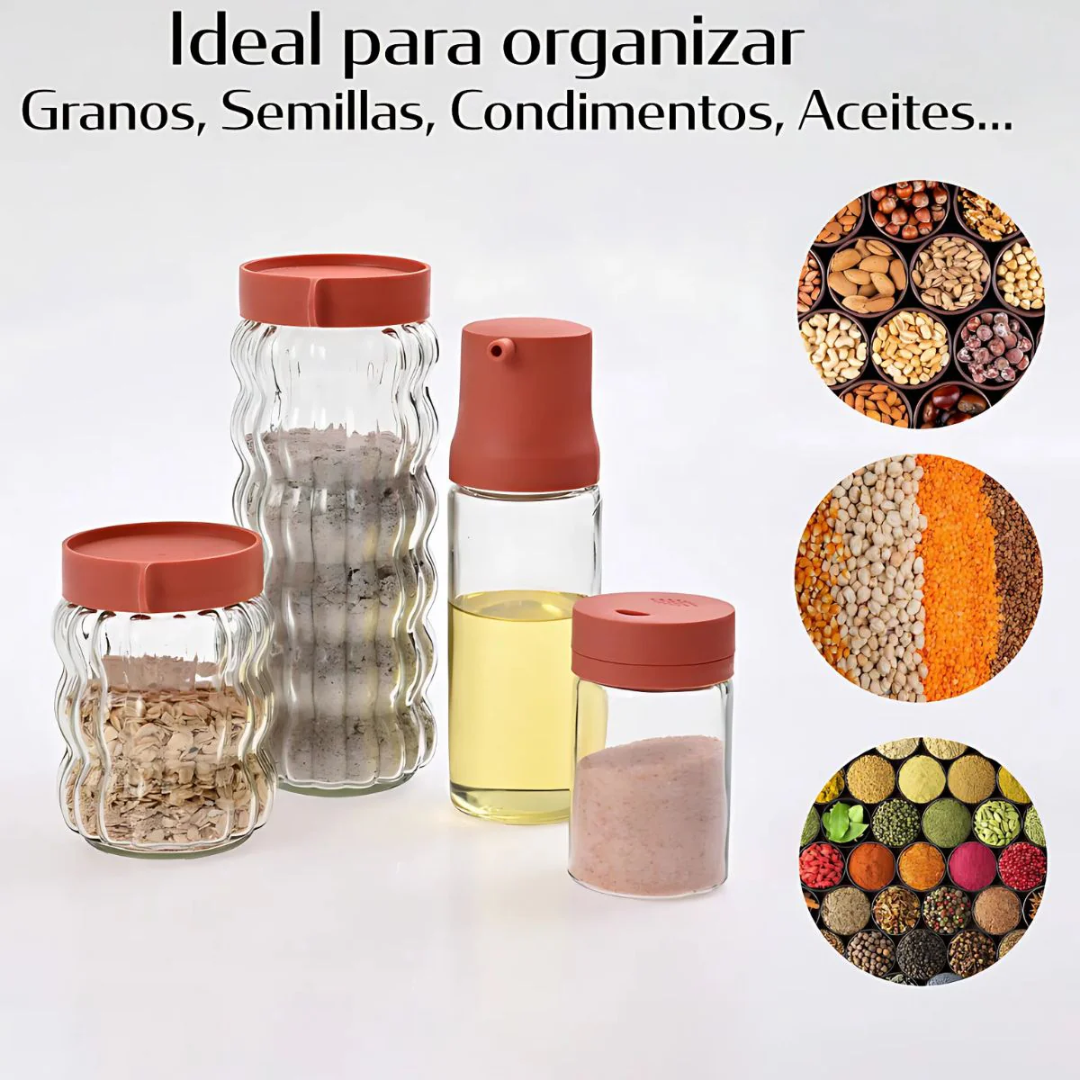 Especieros Para Cocina. Frascos De Vidrio Herméticos Para Especias Y Condimentos (Set De 12 Piezas). Organizadores Con Tapa. - Image 2