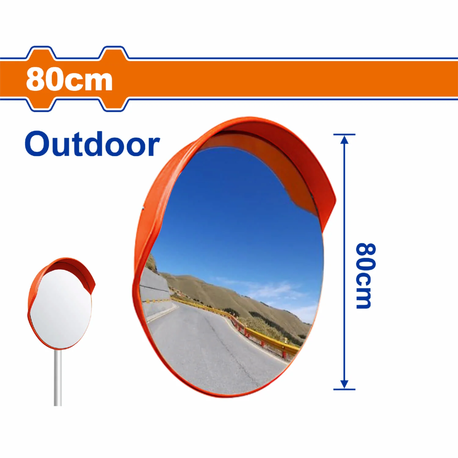 Espejo Convexo De 32" 80Cm Uso En Exteriores. Reduce Puntos Ciegos.